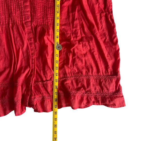 Catherines Women’s 3X Orange Red Boho Peasant Blouse Tunic Top Pintuck Lace - Picture 7 of 8